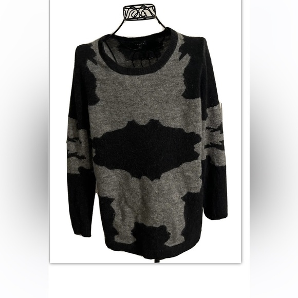 Theory Jaidyn Wool Mohair Sweater Size Small Gray/Black Long Sleeve - Picture 2 of 7